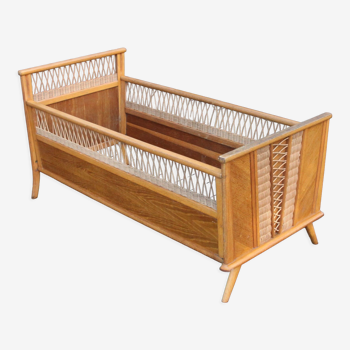 Rattan and wood children's bed