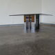 Table basse en verre fumé et chrome 1970