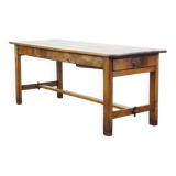 Table à manger ancienne du XVIIIe siècle en chêne avec 2 tiroirs
