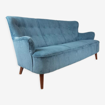 Artifort sofa petrol blue ribcord by Theo Ruth