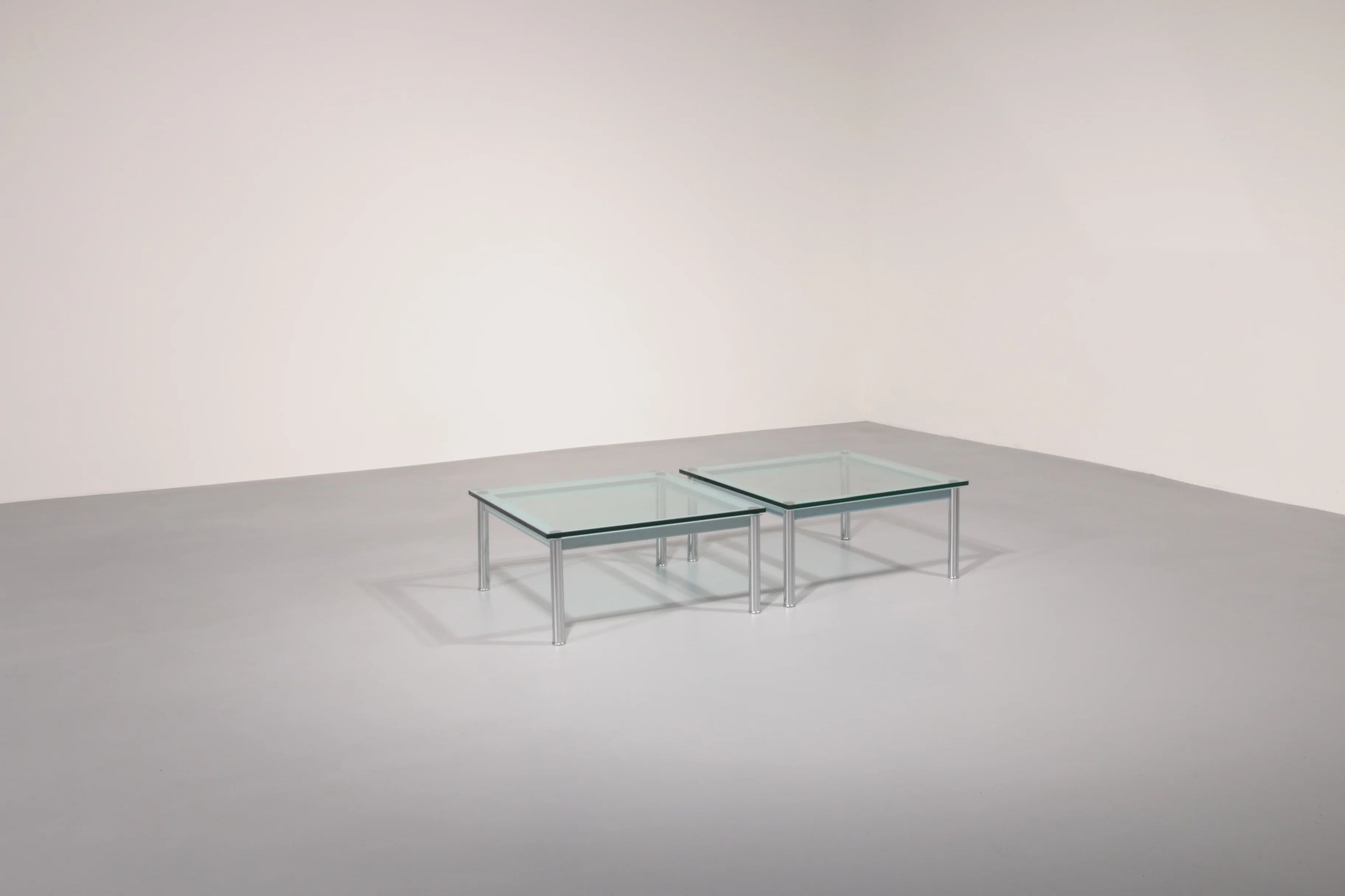 Cassina LC-10 coffee table by Le Corbusier – rare light blue glass edition