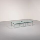 Cassina LC-10 coffee table by Le Corbusier – rare light blue glass edition