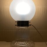 Lampe Art Déco style tourbillon laiton et champignon verre