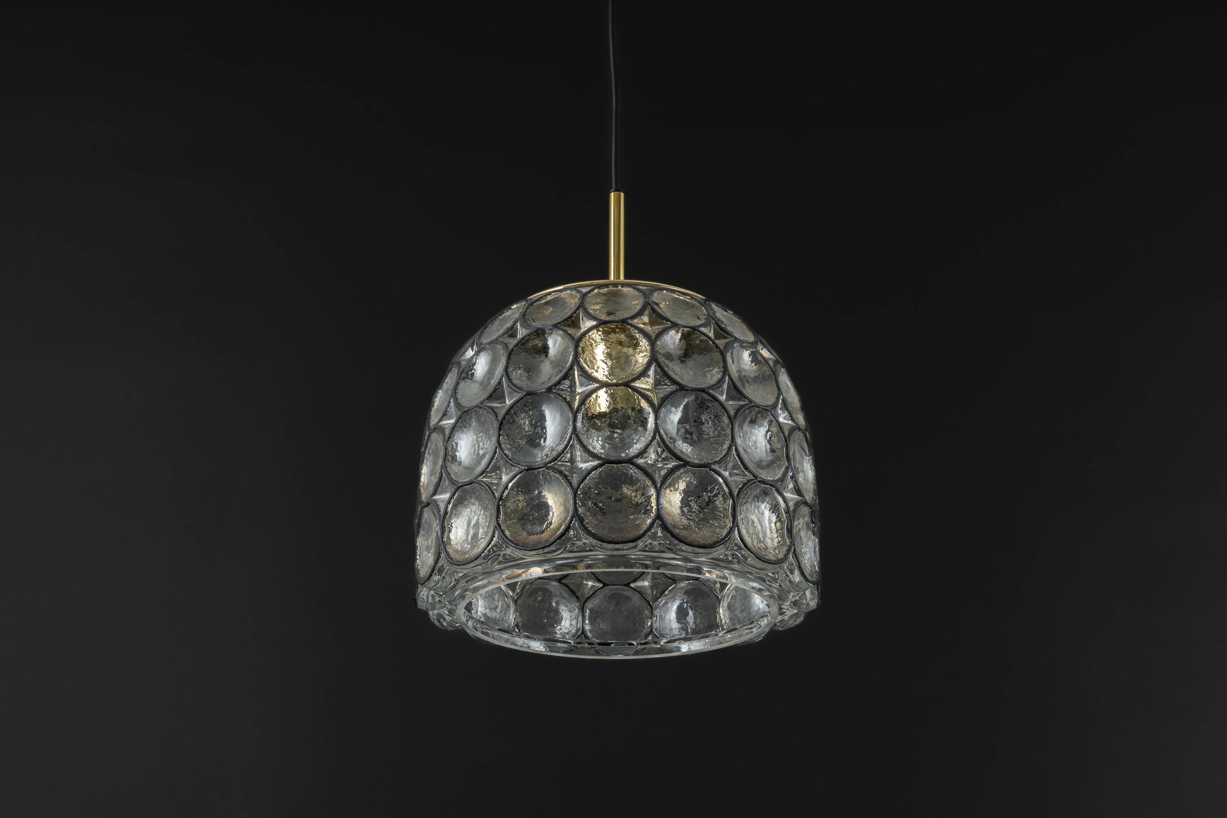 Glass and iron hanging lamp by Limburg, Germany, 1960s