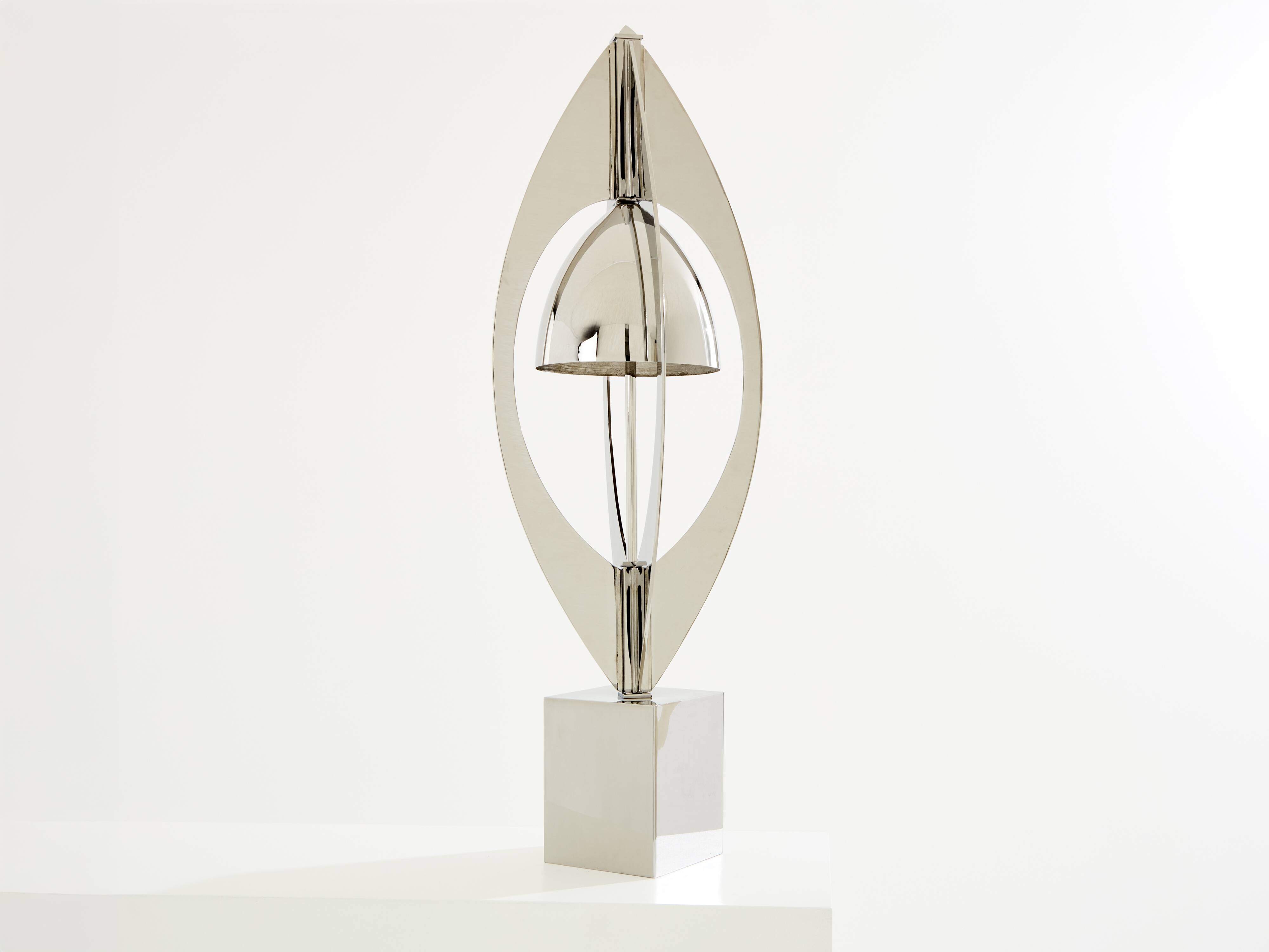 Jacques Charles Ogive Lamp for Maison Charles nickel-plated metal 1965