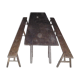 Rustic tray table with 3 trestles and 2 benches, 4 meters long