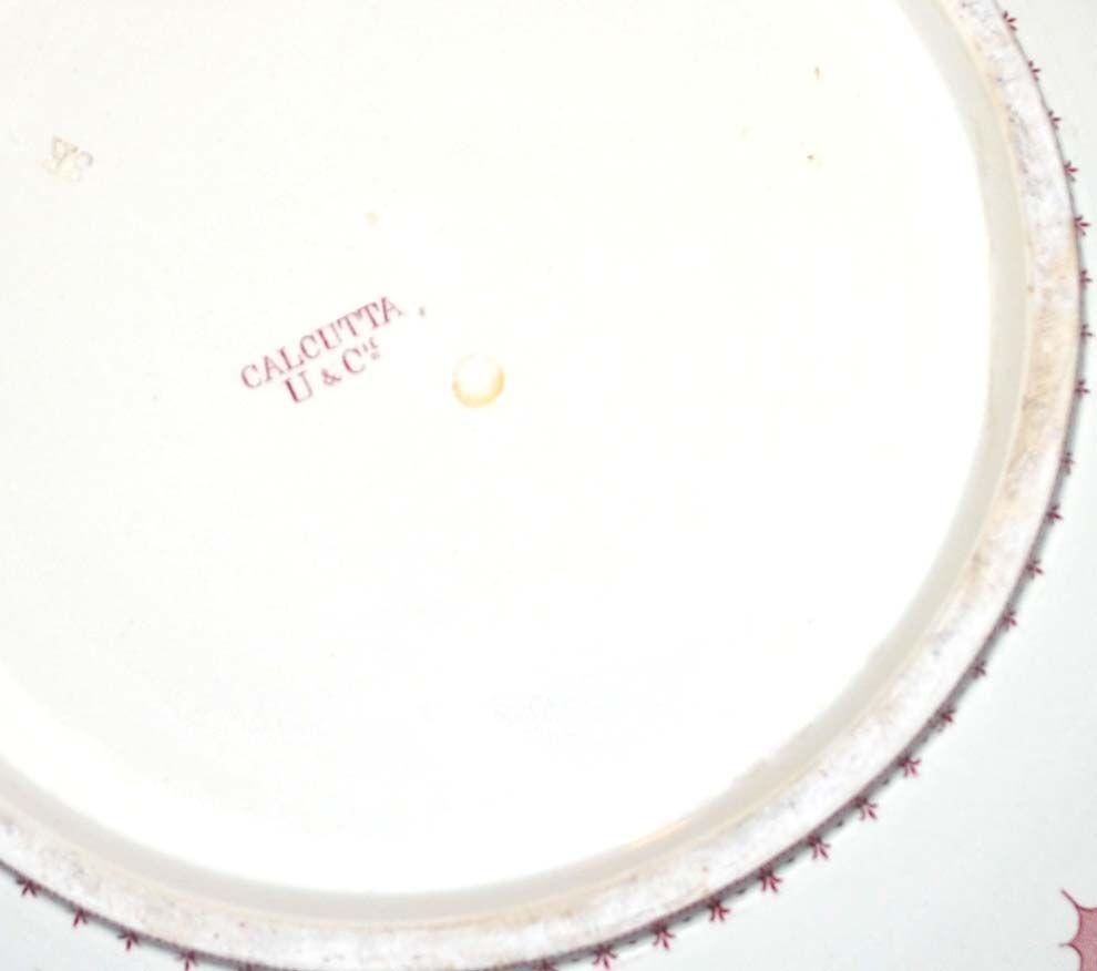 Salad bowl planter in earthenware sarreguemines u&c arabesque red calcutta