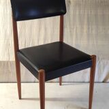 Chaise style scandinave en bois et similicuir - années 60/70