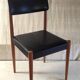 Scandinavian style chair in wood and faux leather - 1960s/70s