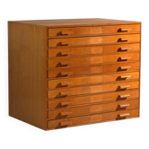 Antique plan cabinet in beech wood – Central Europe, circa 1960