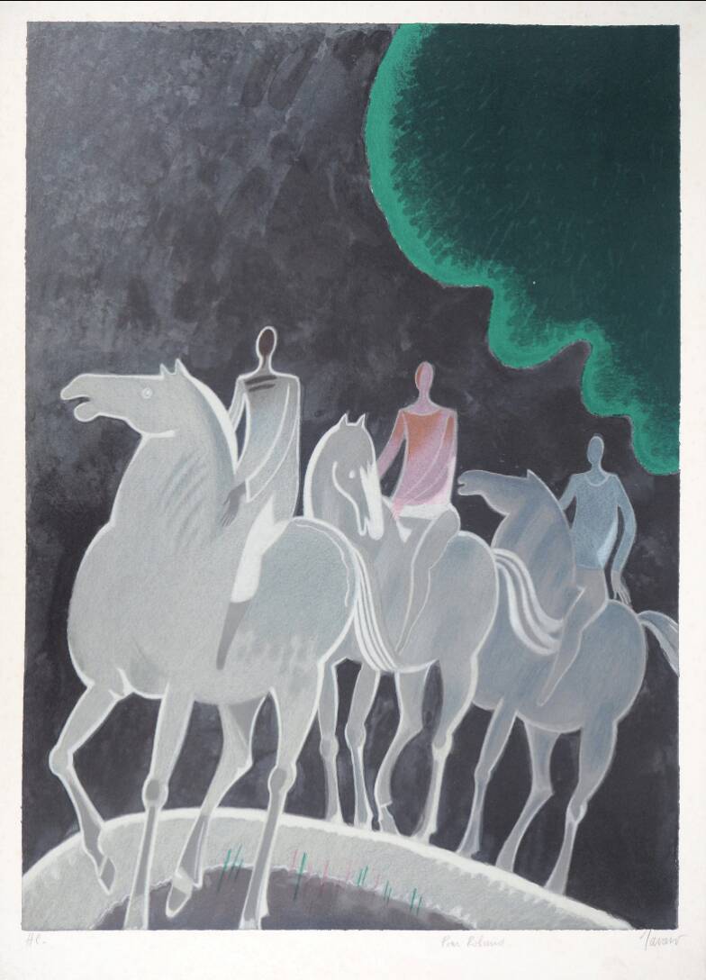 Albert zavaro: night walk - original signed lithograph
