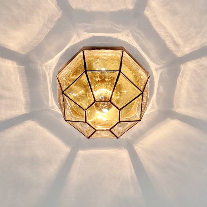 Mid-century glass ceiling light by Limburg, Germany, 1960s.