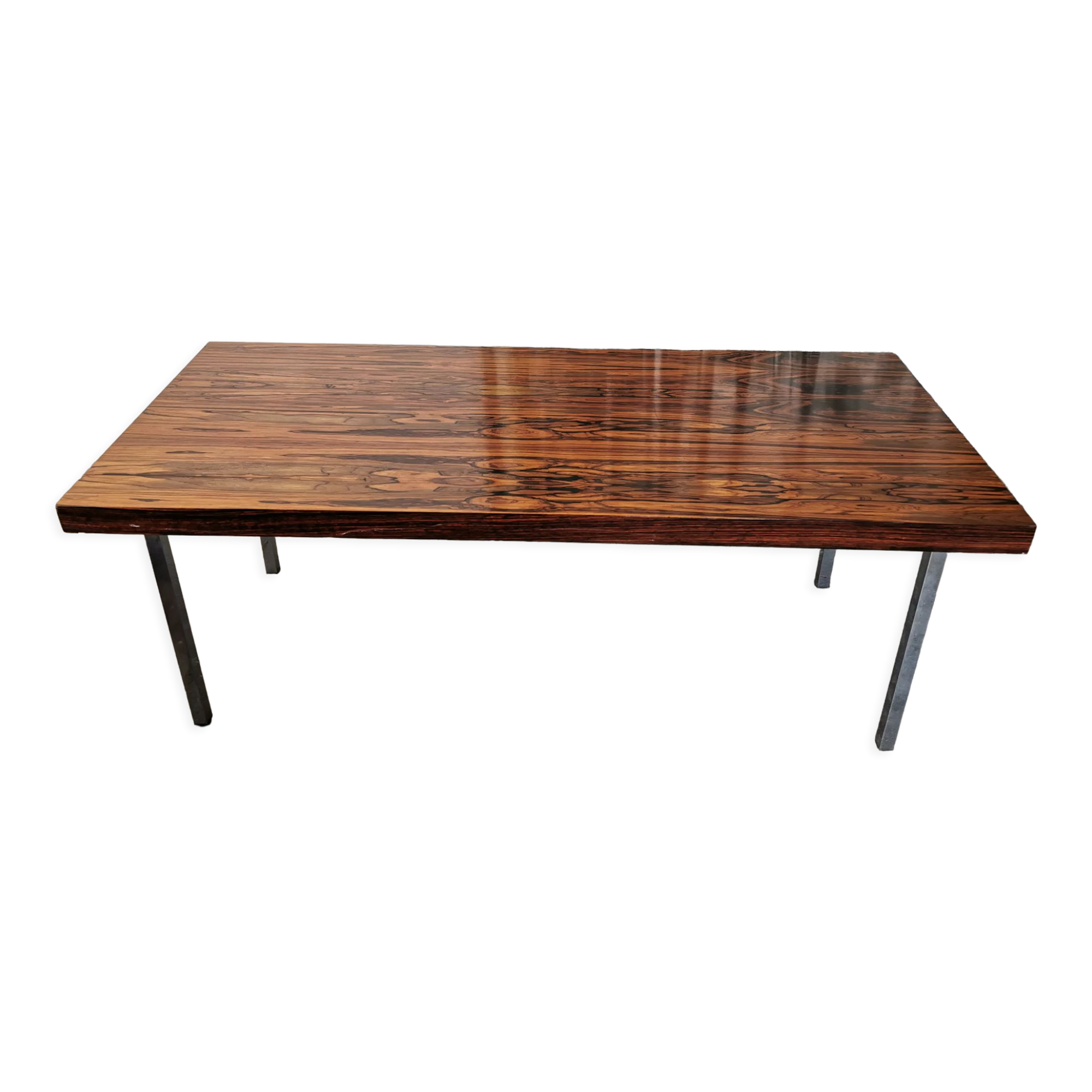 Coffee table from the 70s, chrome and rosewood