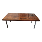Coffee table from the 70s, chrome and rosewood