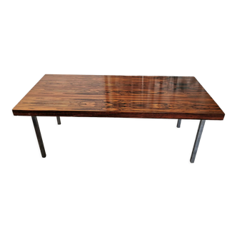 Coffee table from the 70s, chrome and rosewood