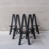 Set of six black dining chairs