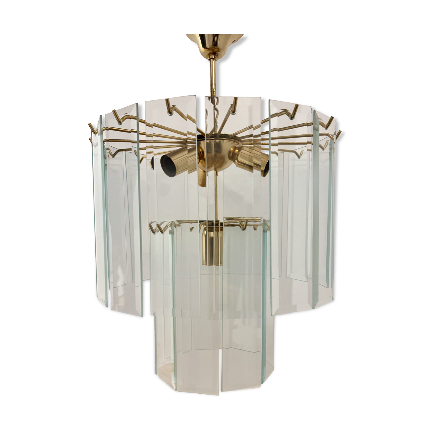 Lustre cascade verre et laiton, murano