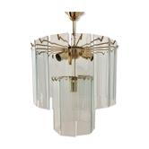 Murano glass and brass cascading chandelier