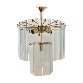 Murano glass and brass cascading chandelier