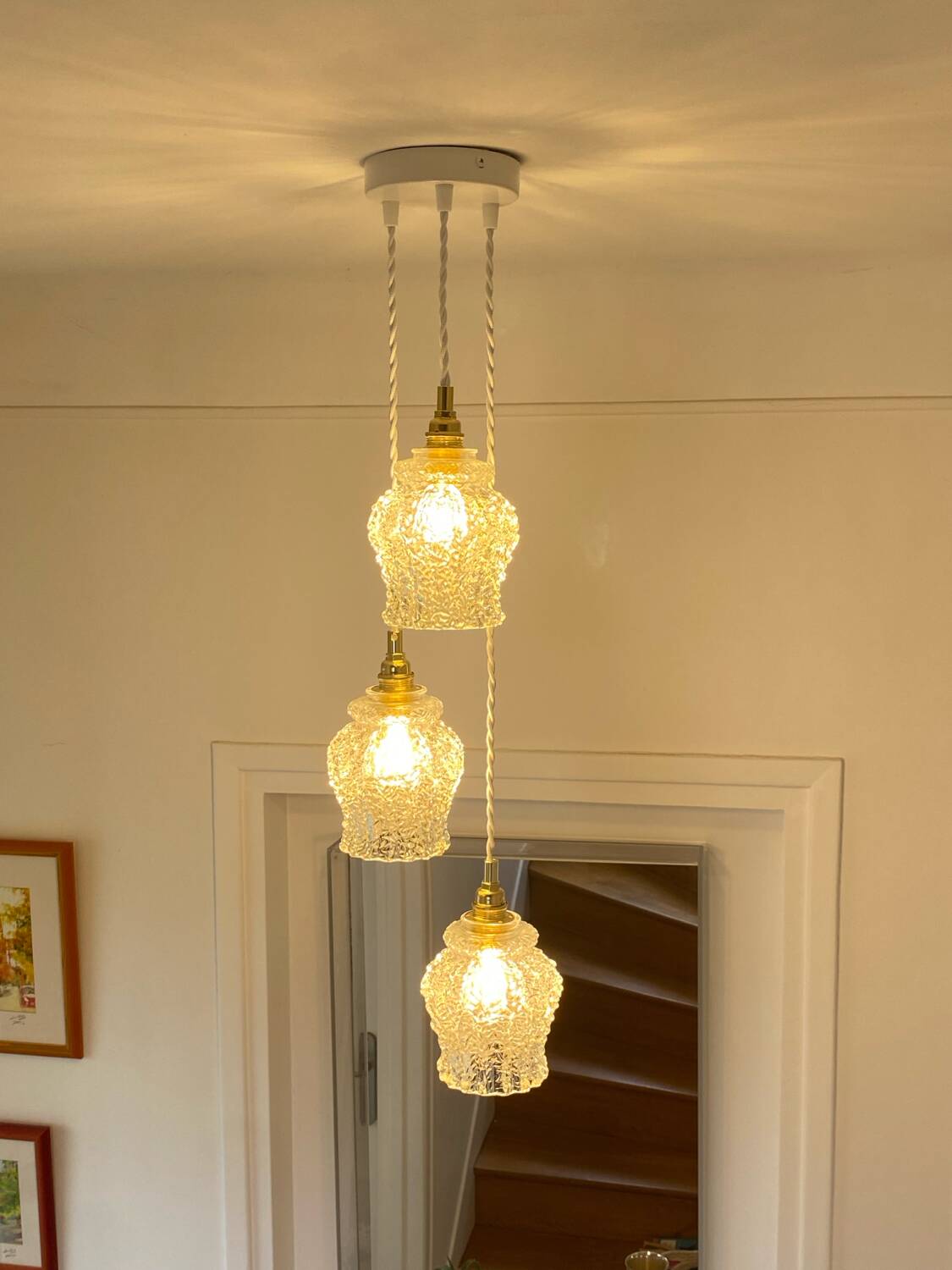 Triple suspension with vintage glass globes