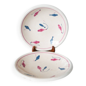 pair of round dishes Givors model Perce-neige 1950