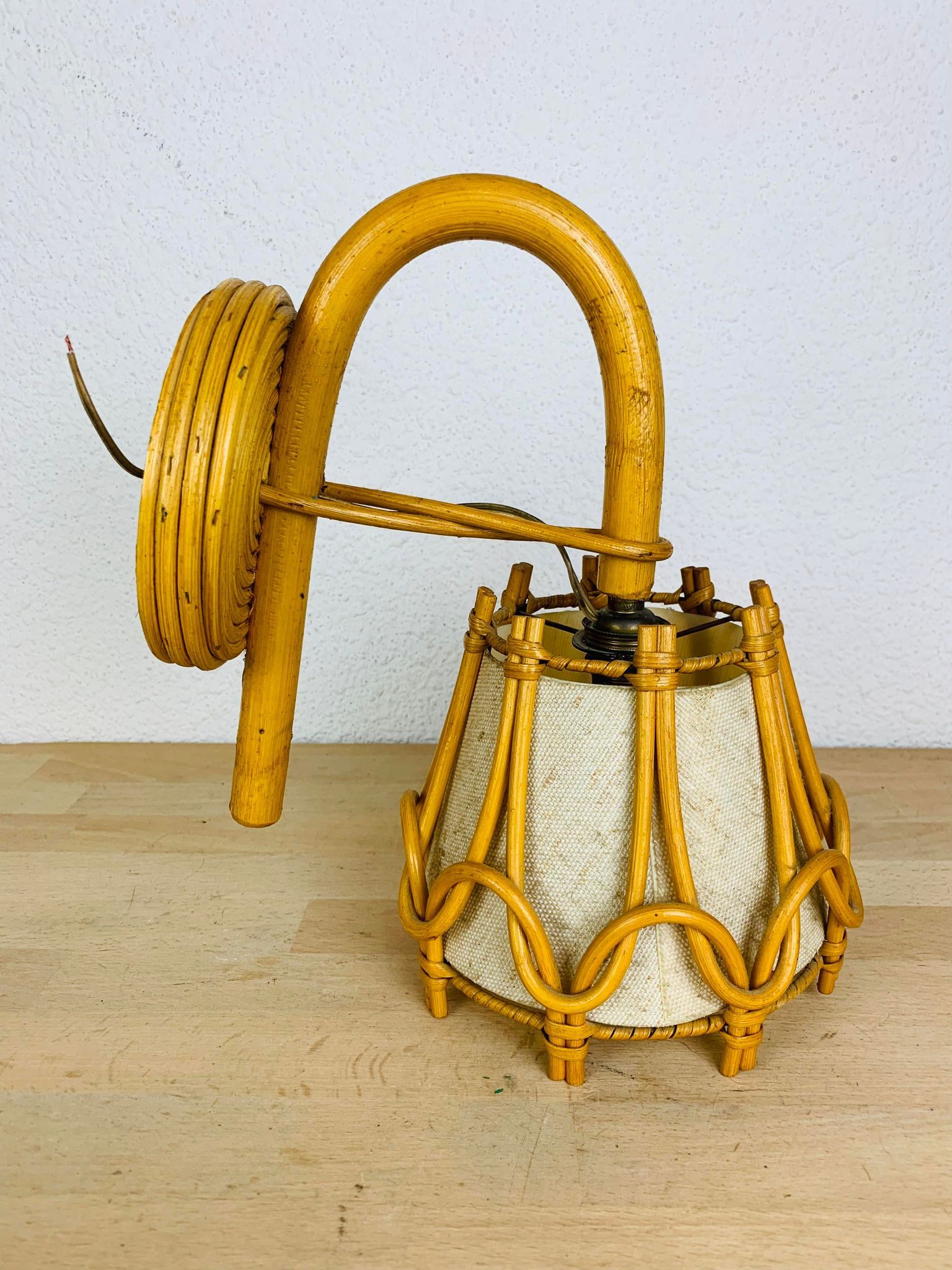 Rattan wall lamp 50s jungle chic, Sognot