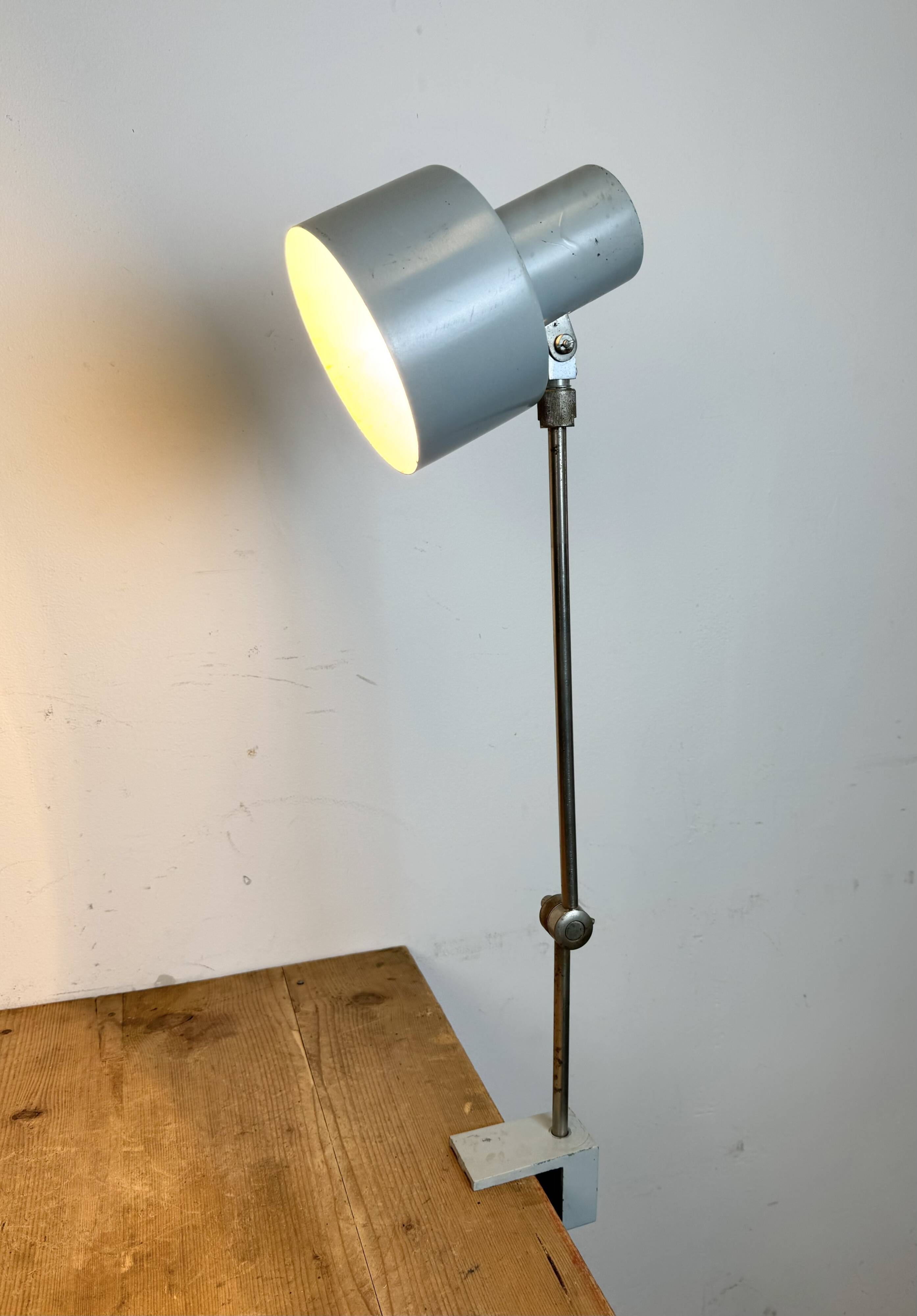 Grey Industrial Factory Office Desk Lamp from Elektrosvit, 1970s
