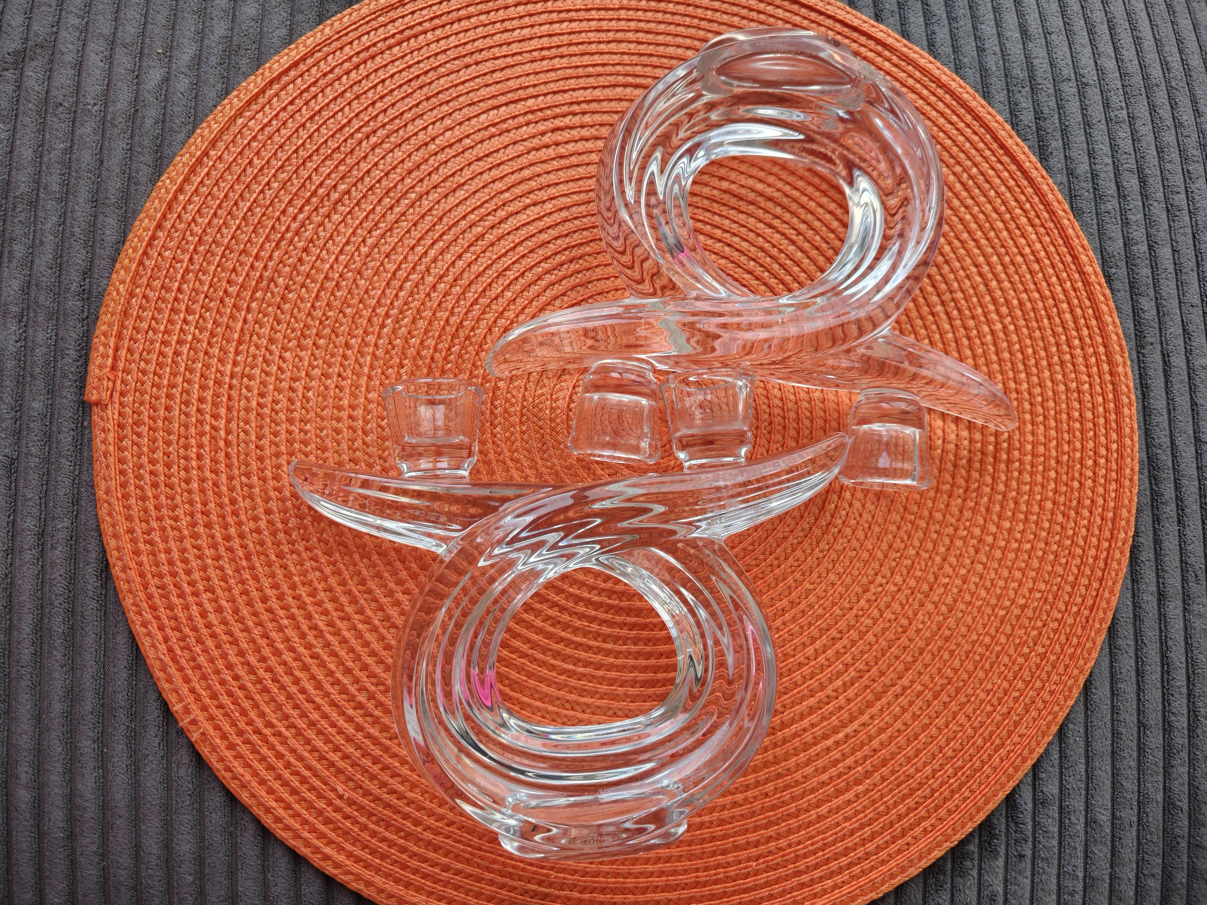 Pair of crystal candlesticks from France, Vannes, vintage 60s/70s.