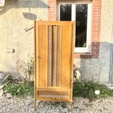 Chest of drawers wood and rattan cabinet
