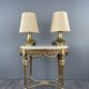 Pair of brass lamps, modernist design, 20th century