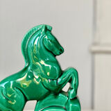 Horse bookend in green ceramic