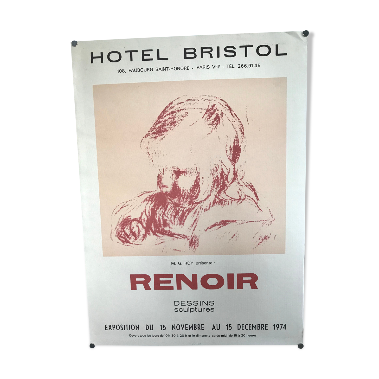 Exhibition poster 1974 Renoir Hotel Bristol