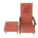 Scandinavian teak armchair & footrest, Sweden, 1960