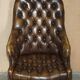 Fauteuil Chesterfield vintage en cuir vieilli