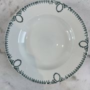 Set of 7 deep plates in earthenware, decorated with a green frieze.