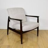 Fauteuil GFM-64, design Edmund Homa des années 70, beige gris