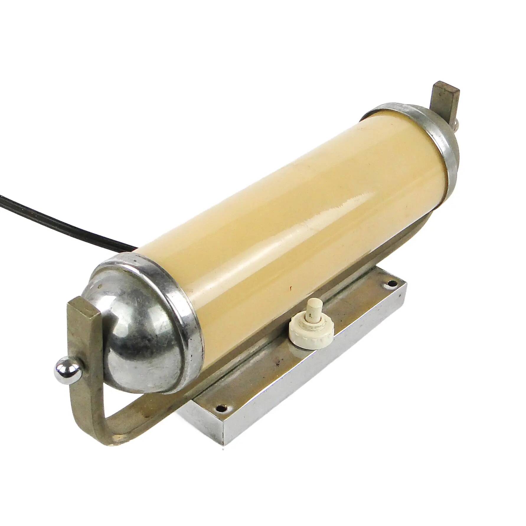 Art Deco wall lamp, functionalism, chrome-plated brass, Czechoslovakia, 1950s