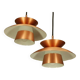 2 Danish pendant lights in copper and glass