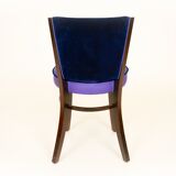 Dual-fabric brewery chair blue tones, round seat springs