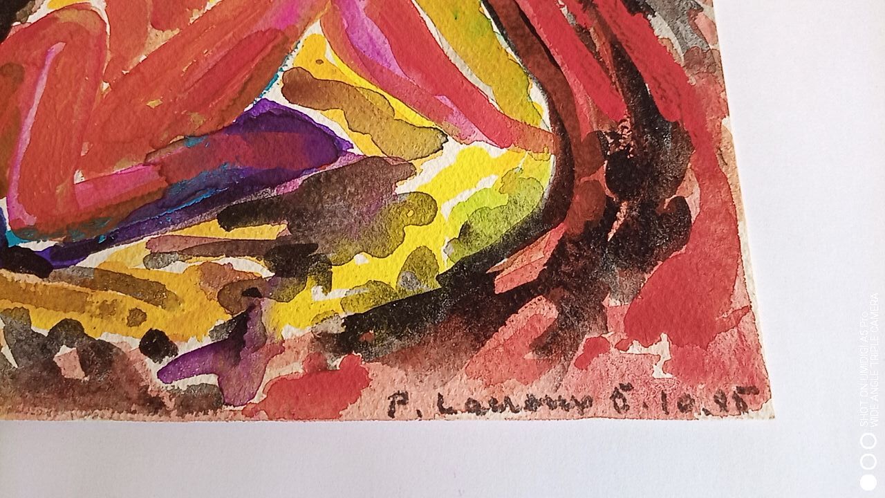 Pierre Lacroux (1909-1993) Gouache - 24 x 32 cm - Reclining Nude - October 85