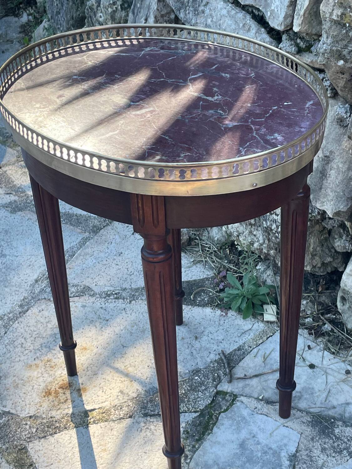Small Louis XVI style mahogany hot water bottle table from the 19th century