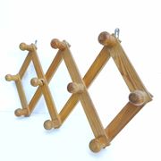 Coat rack accordion vintage light wood 10 hooks