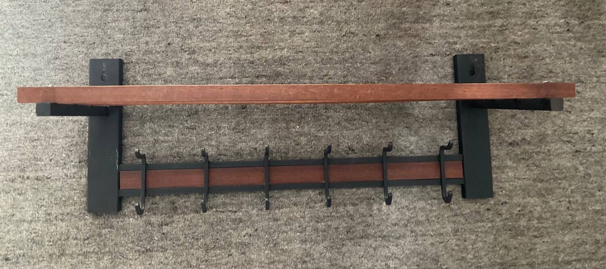 Scandinavian cloakroom coat rack in teak and metal