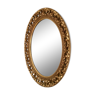 Mirror oval gilded wood