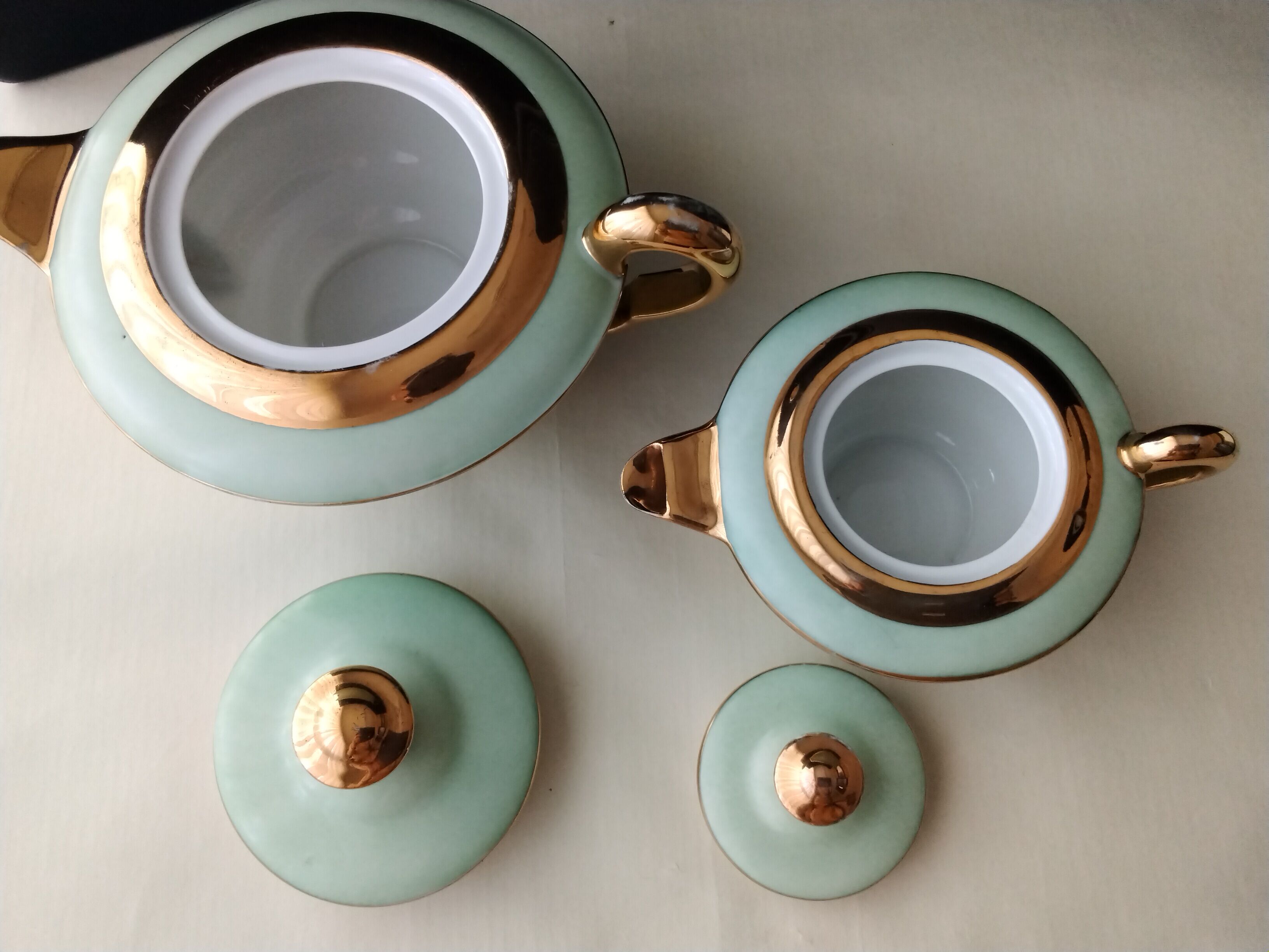 Pair of Limoges porcelain teapots