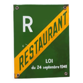 Enameled plaque "Restaurant" - Second World War - 1940 1941