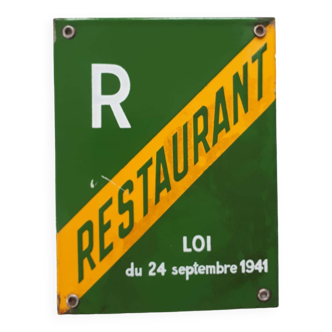 Enameled plaque "Restaurant" - Second World War - 1940 1941
