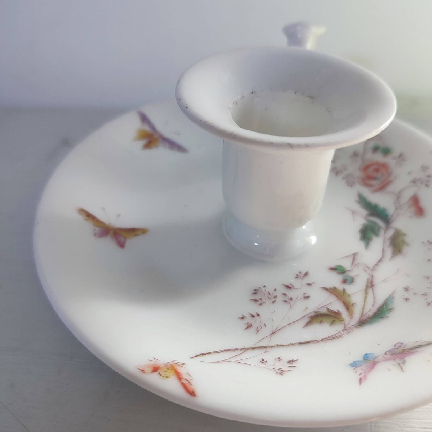 Bougeoir raz de cave porcelaine floral
