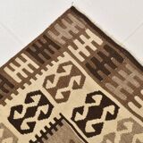 3x6 Brown Cream Handmade Antique Vintage Rug, 103x192Cm