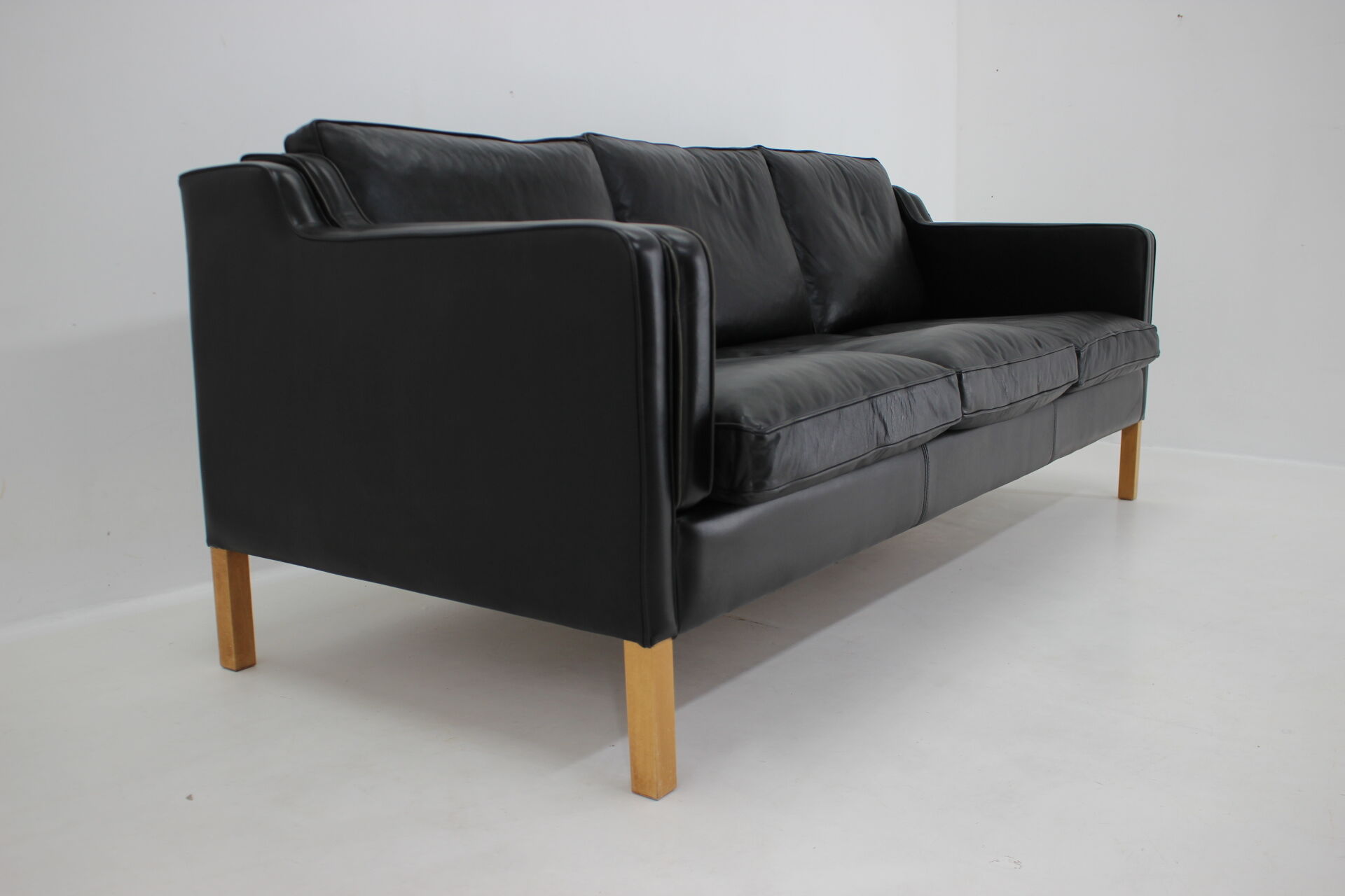 1980s Black Leather 3-Seater Sofa by Stouby, Denmark